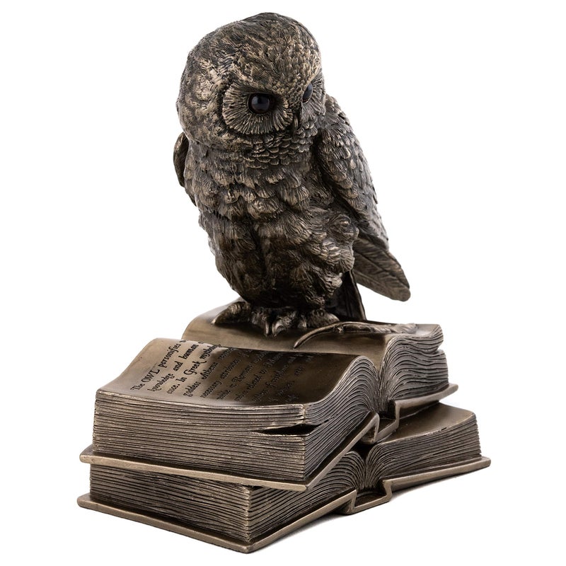 Top Collection Owl on Book Statue - Great Horned Owl Sculpture in Premium Cold Cast Bronze- 7-Inch Collectible Animal Figurine - Image 4